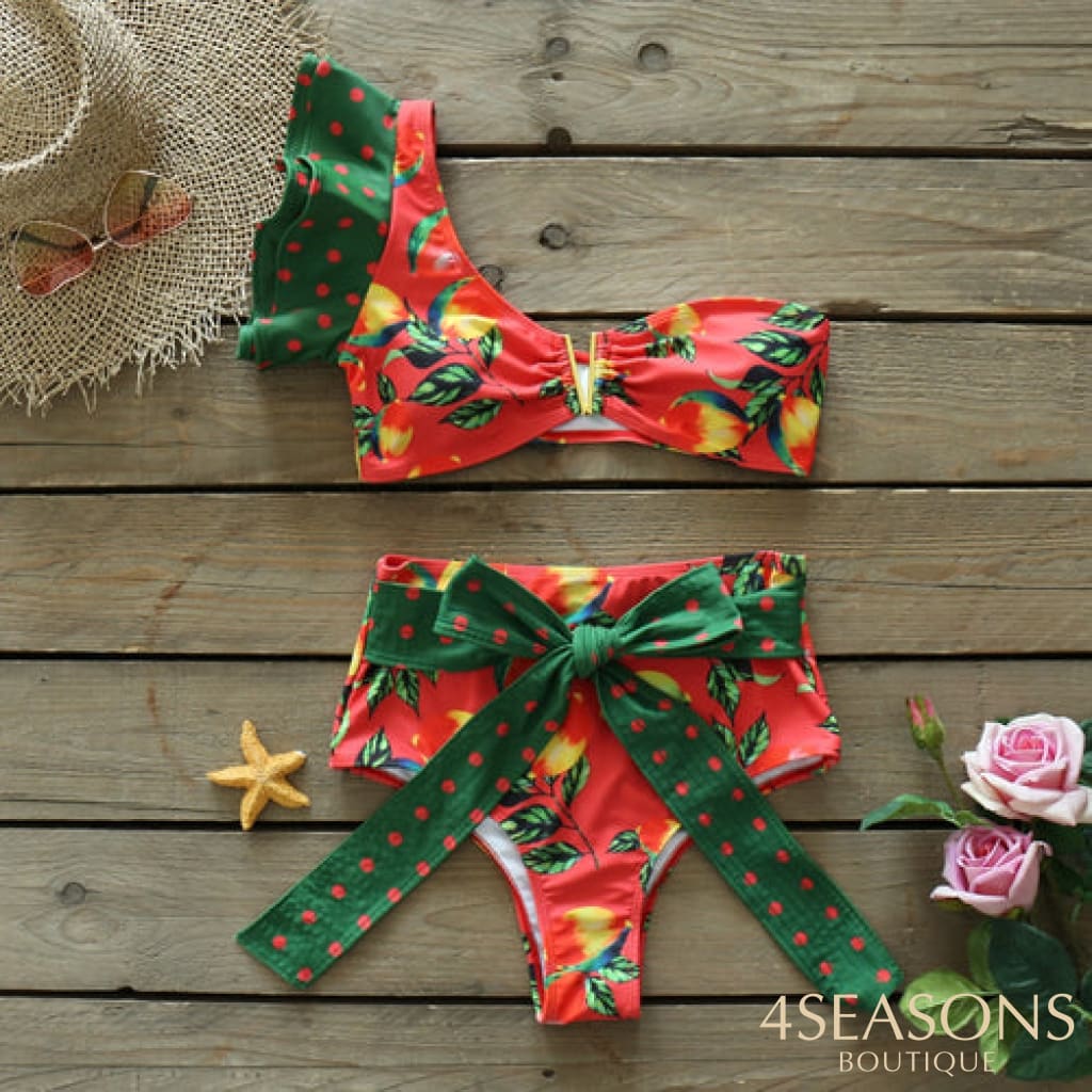 Bíquini Nefertiti Verde Escuro E Laranja / P 200004279