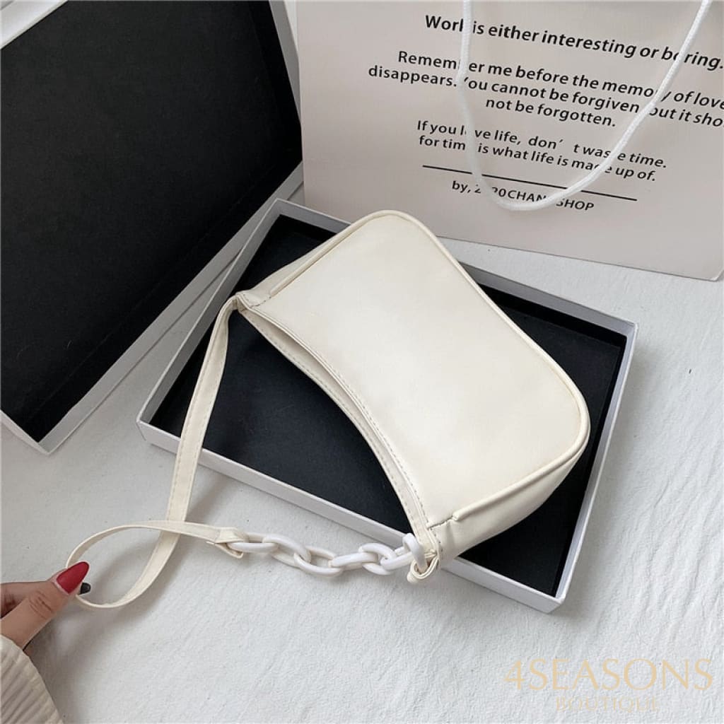 Female Leather Solid Color Chain Handbag Retro Casual Women Totes Shoulder Bags Fashion Exquisite
