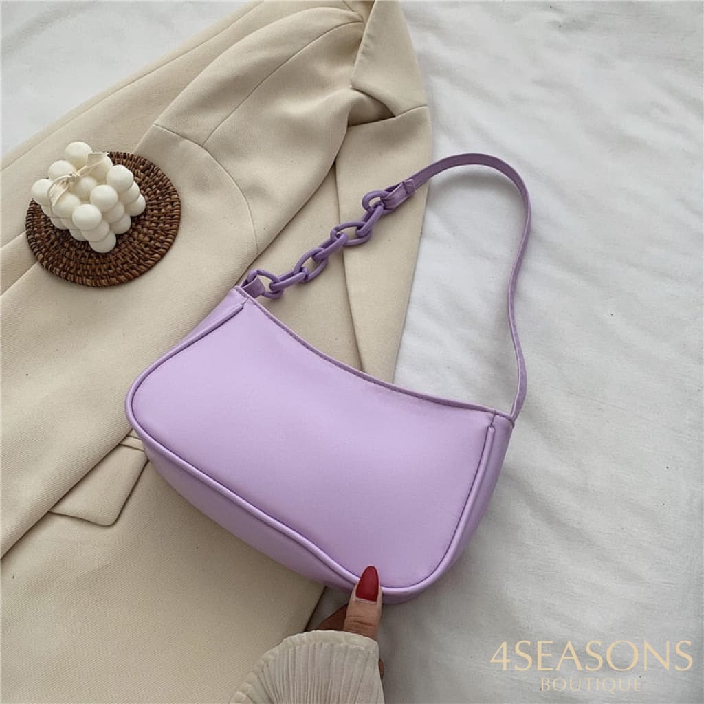 Female Leather Solid Color Chain Handbag Retro Casual Women Totes Shoulder Bags Fashion Exquisite