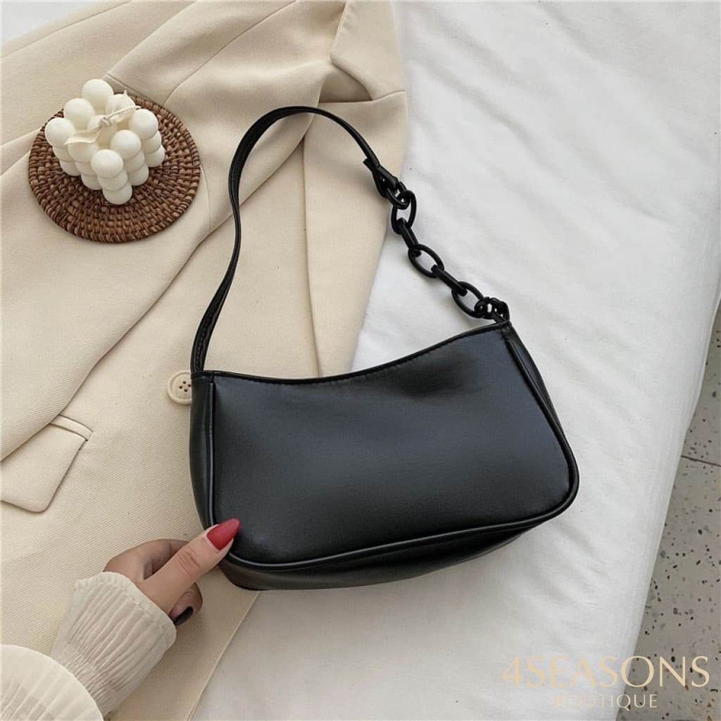Female Leather Solid Color Chain Handbag Retro Casual Women Totes Shoulder Bags Fashion Exquisite