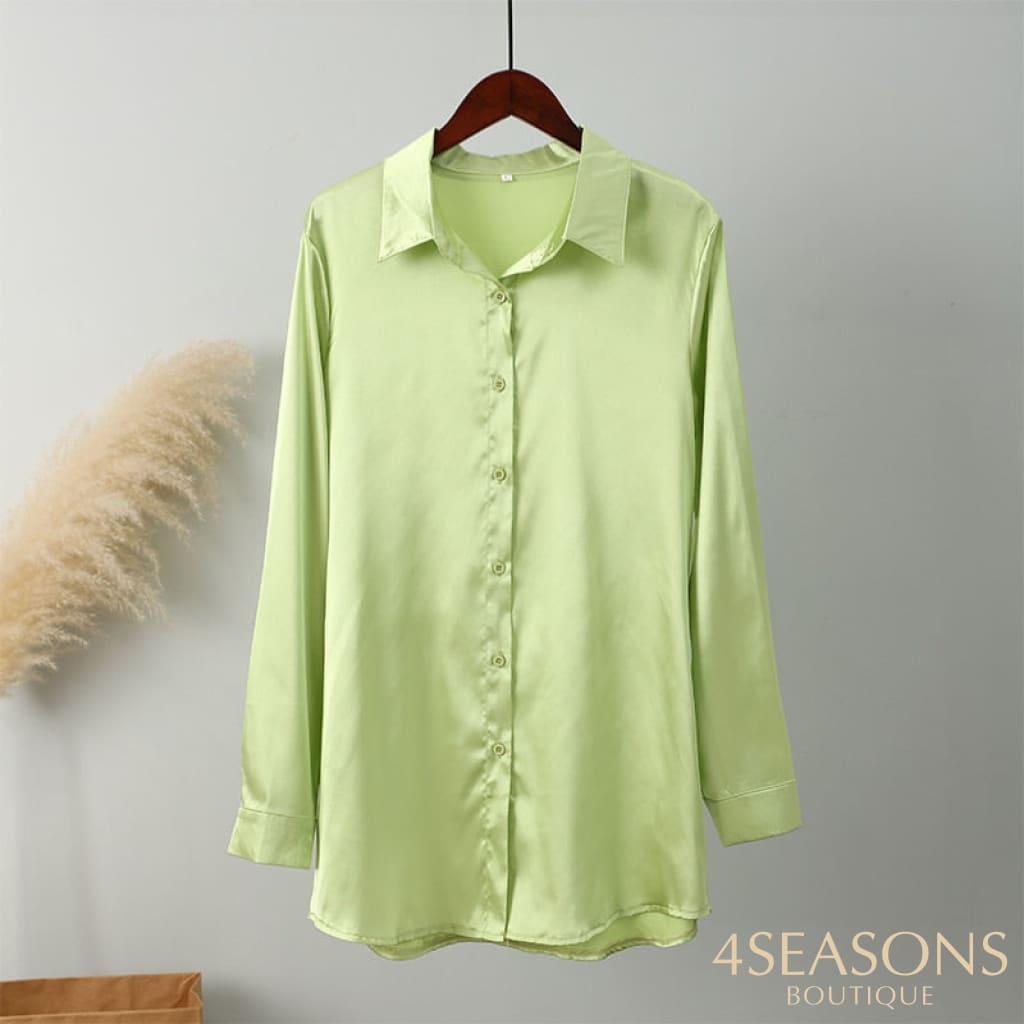 Camisa Cetim Consuelo Verde Claro / P China