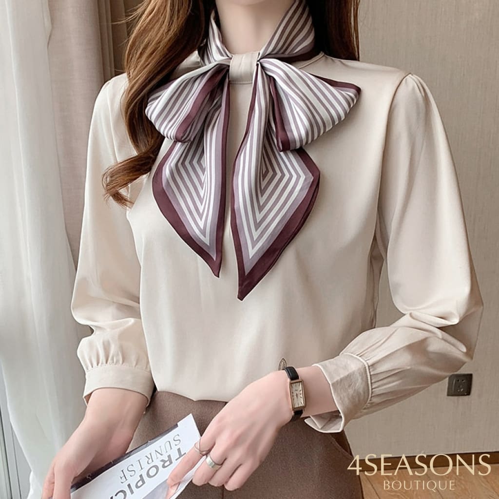H Han Queen New 2022 Office Shirt Womens Blouses Bow Vintage Work Casual Tops Chiffon Blouse Elegant