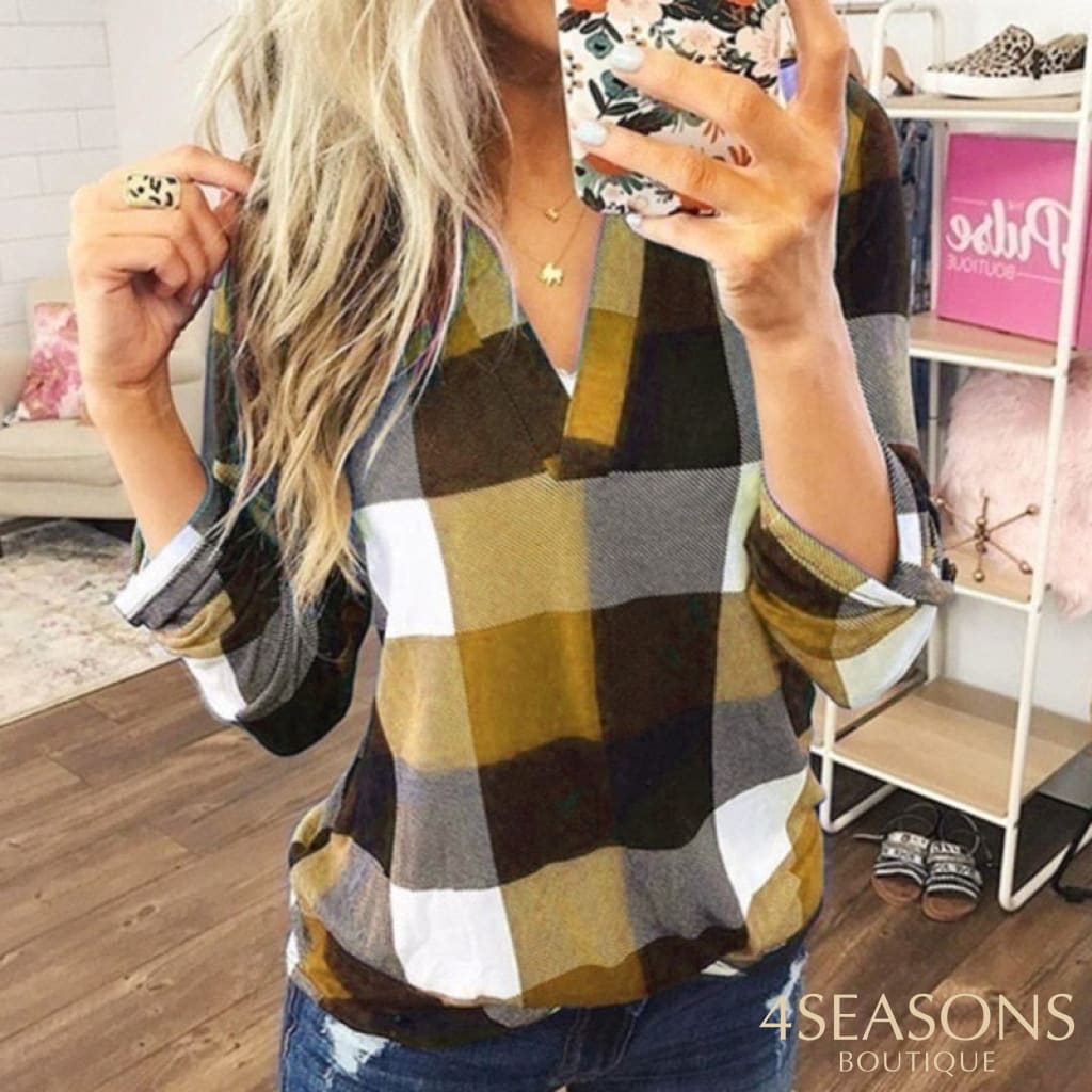 2022 Women Shirts Autumn Casual Plaid Shirt For Tops And Blouses Long Sleeve Red Ladies