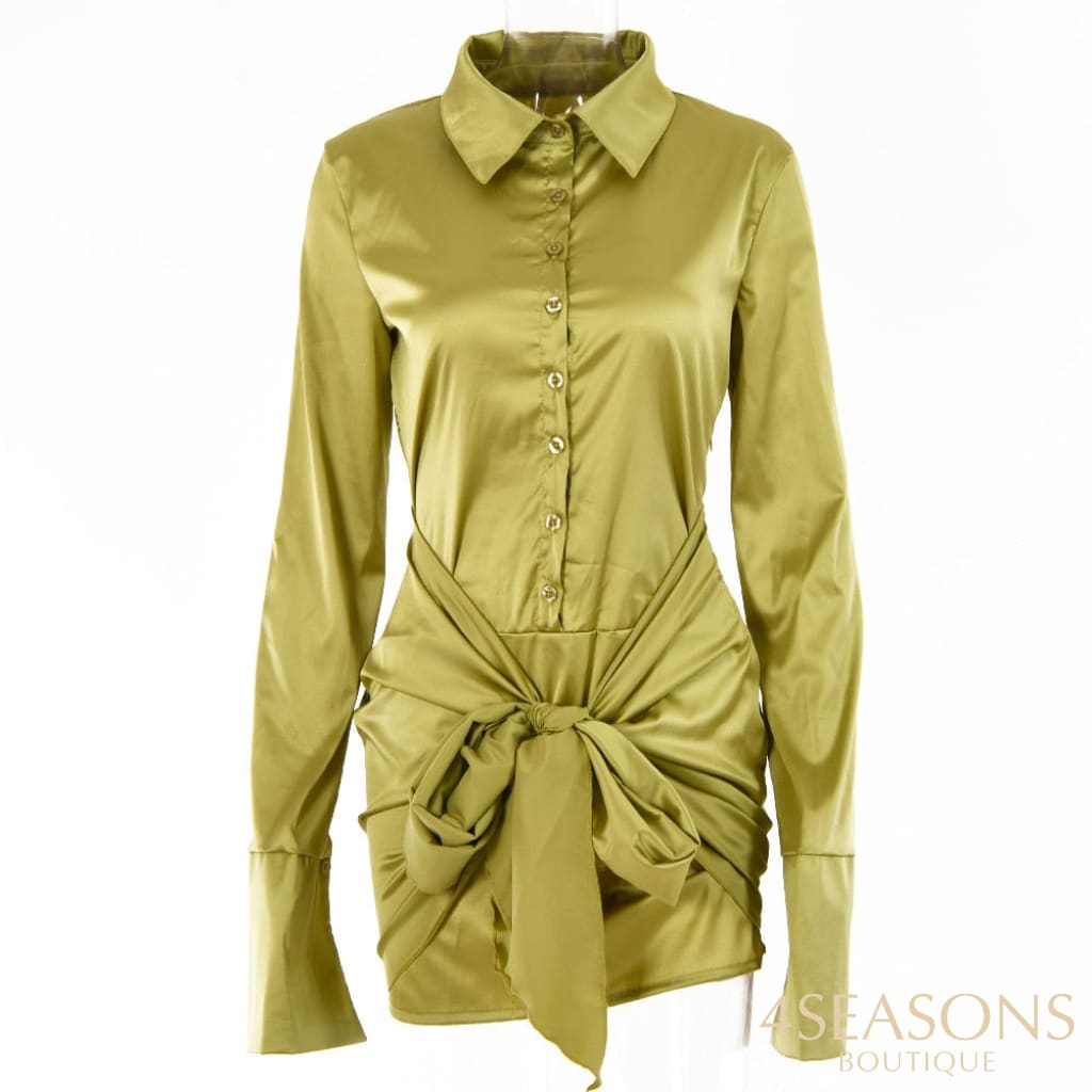 Chemise Cetim Laço Verde / S