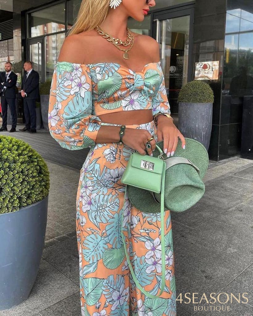 Conjunto Cleopatra Verde Floral / P