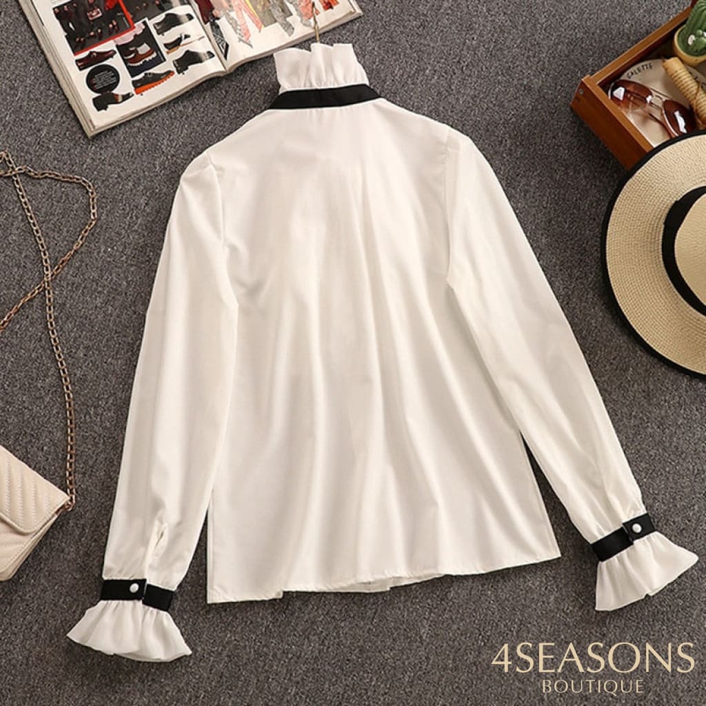 2021 Autumn Winter 2 Piece Set Overalls Dress Women Elegant Ruffles Chiffon Bow Shirt Top+Double