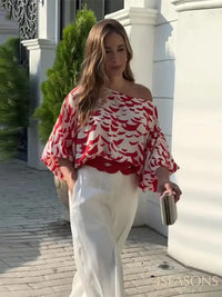 Weiß mit rotem Aufdruck