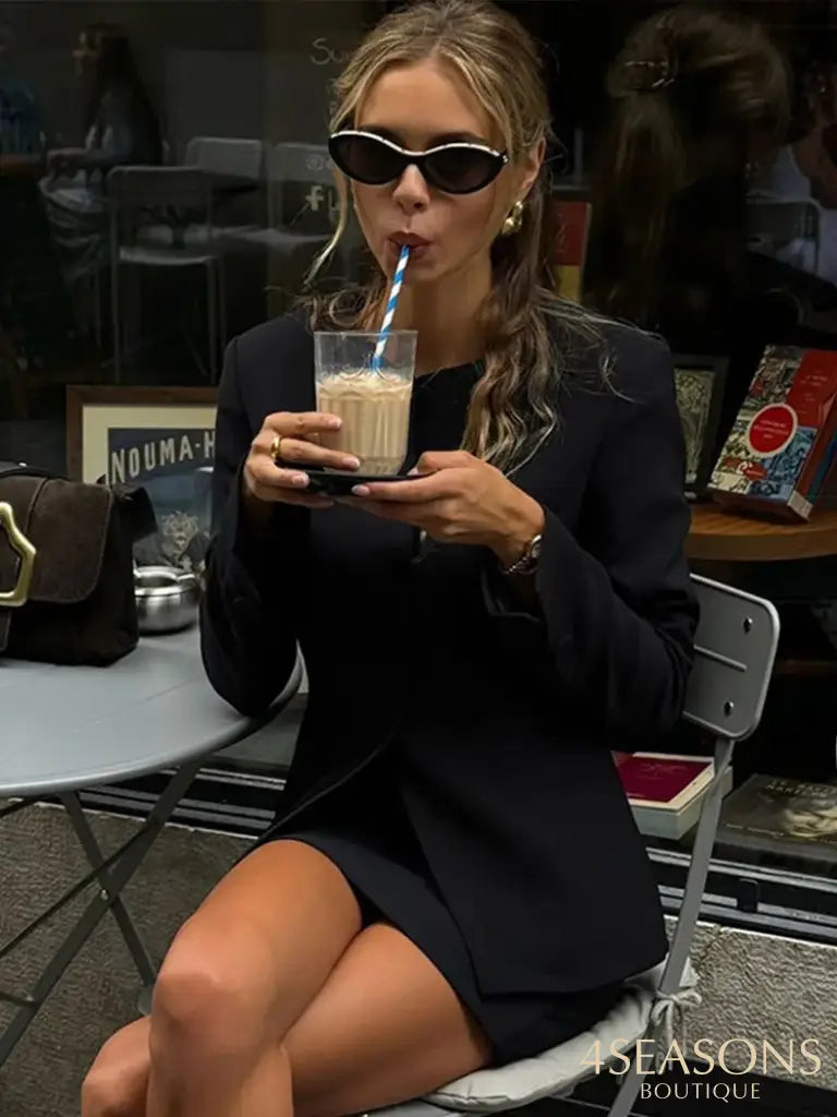 Elegant Women’s Sets Long Sleeve Button Slim Blazer Coats Zipper Mini Skirt 2 Piece Women Outfit