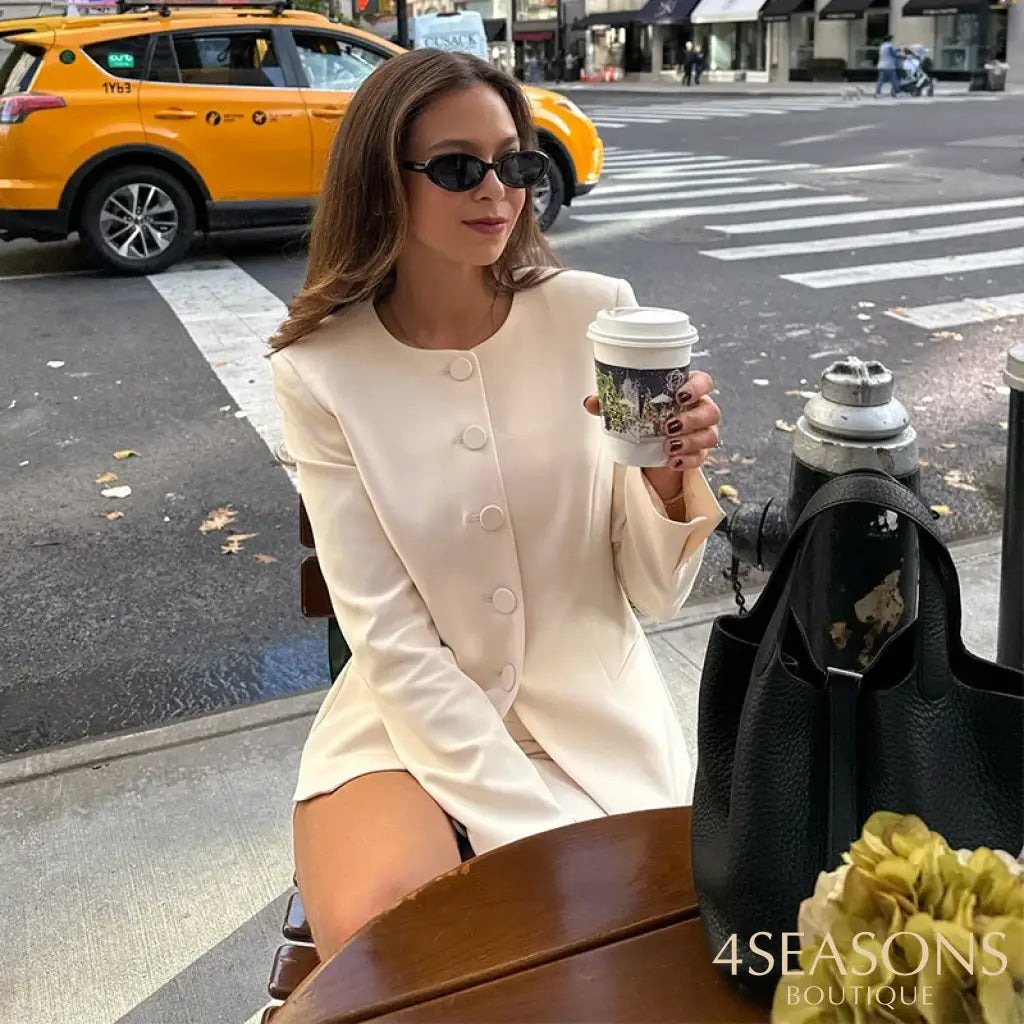 Elegant Women’s Sets Long Sleeve Button Slim Blazer Coats Zipper Mini Skirt 2 Piece Women Outfit