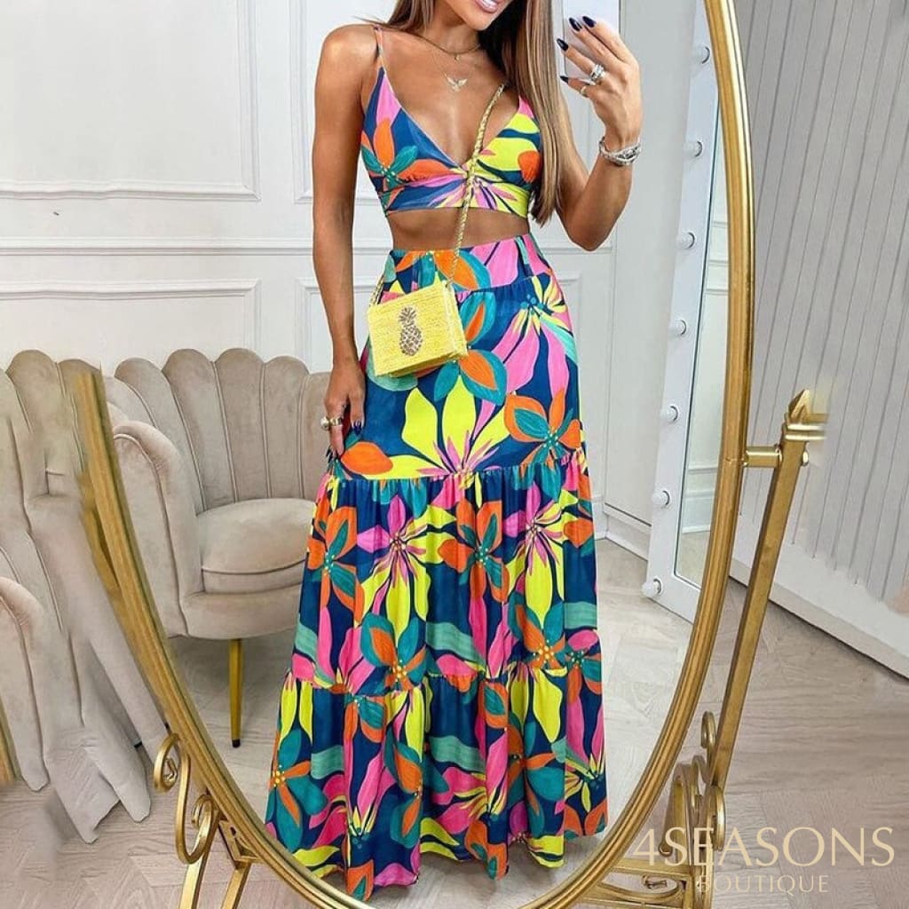 Vestido Pandora Pink Purple Flower / S