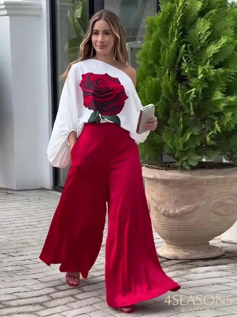 Conjunto Rose Vinho Com Estampa / P