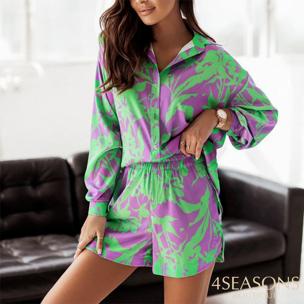 Conjunto Sushine Verde/roxo / P