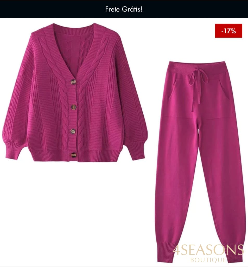 Conjunto Tricô Tânia Pink / P