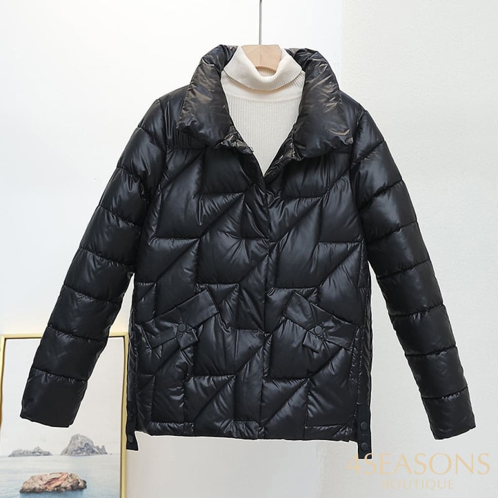 Women Jacket 2022 New Winter Parkas Female Glossy Down Cotton Jackets Stand Collar Casual Warm Parka
