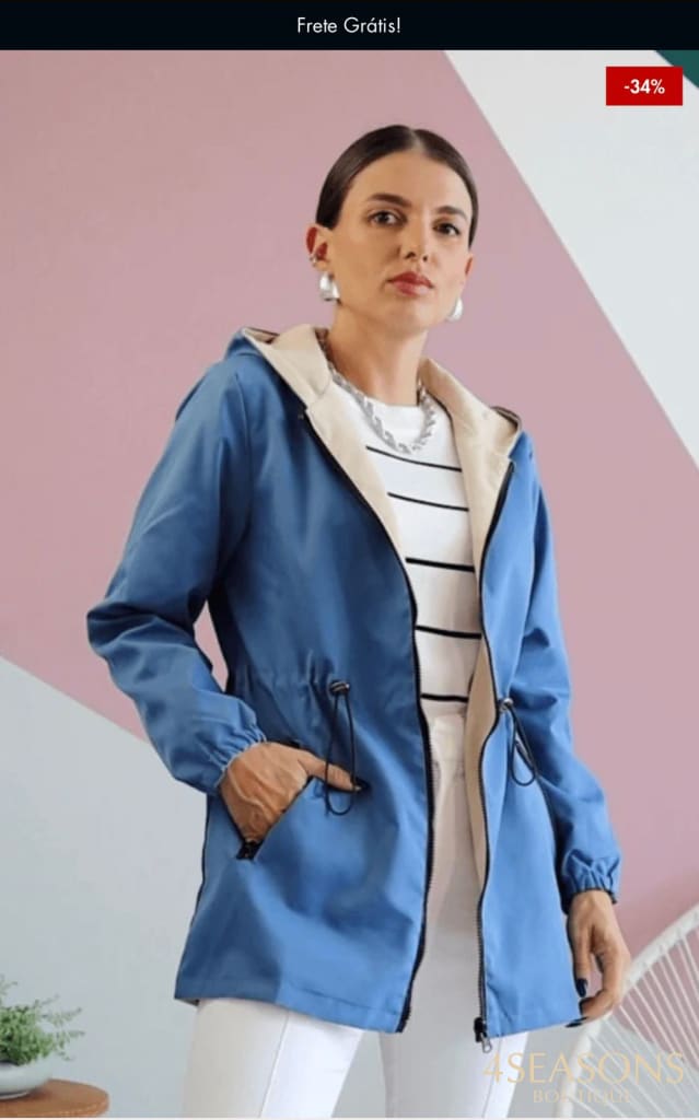 Jaqueta Parka Reversível Rosy