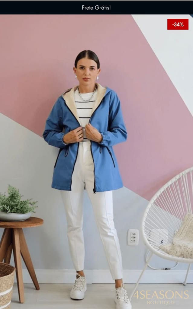 Jaqueta Parka Reversível Rosy