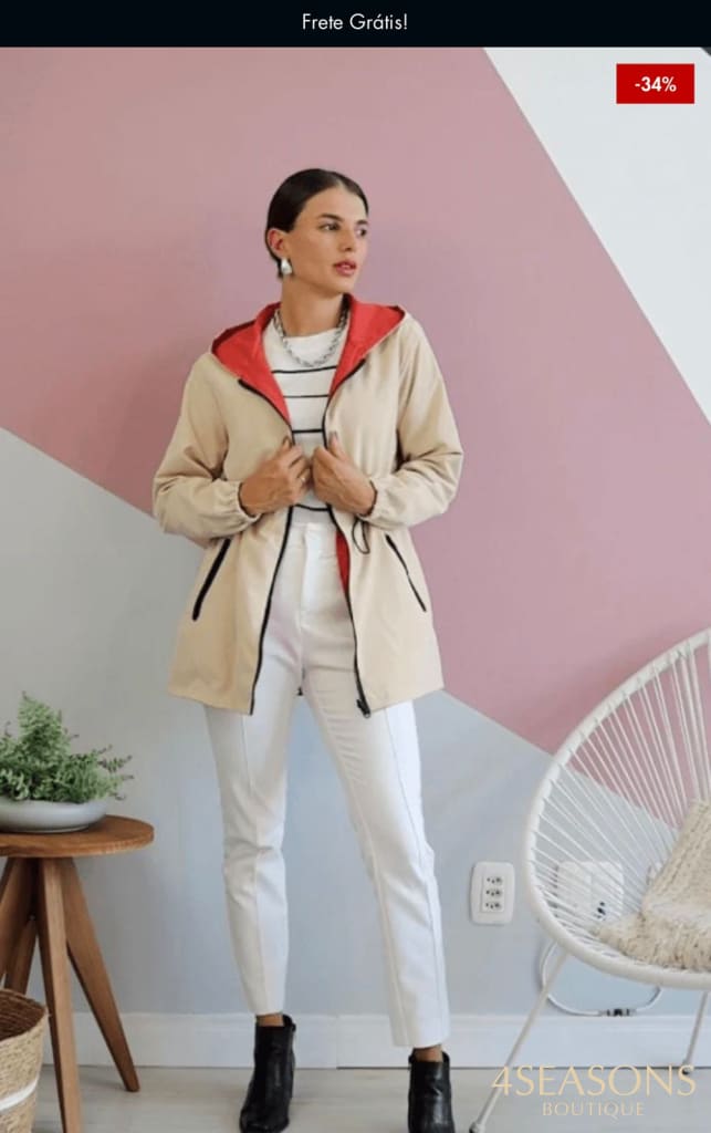 Jaqueta Parka Reversível Rosy