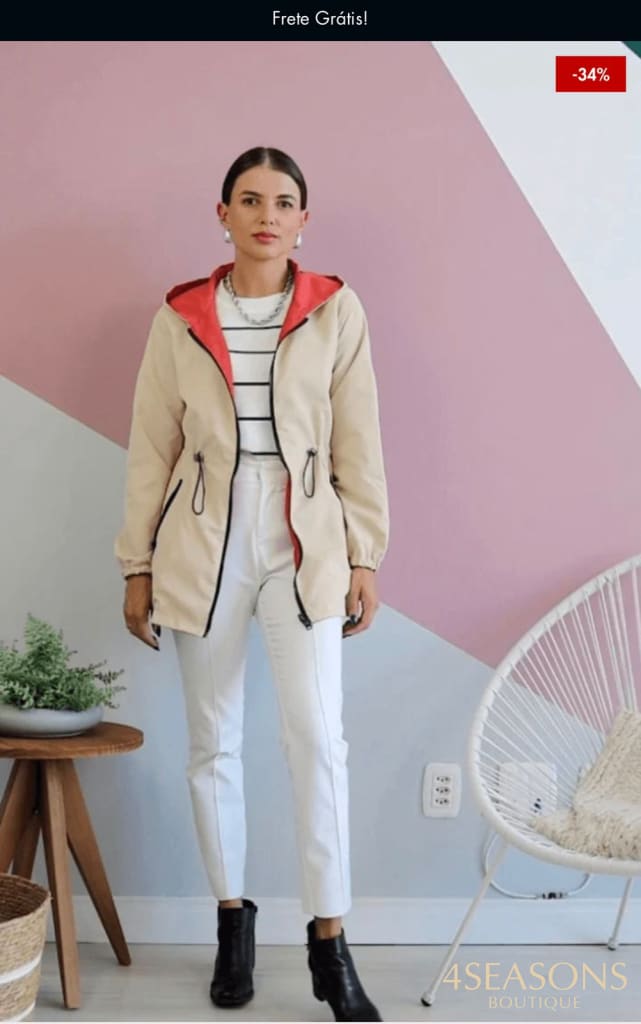 Jaqueta Parka Reversível Rosy