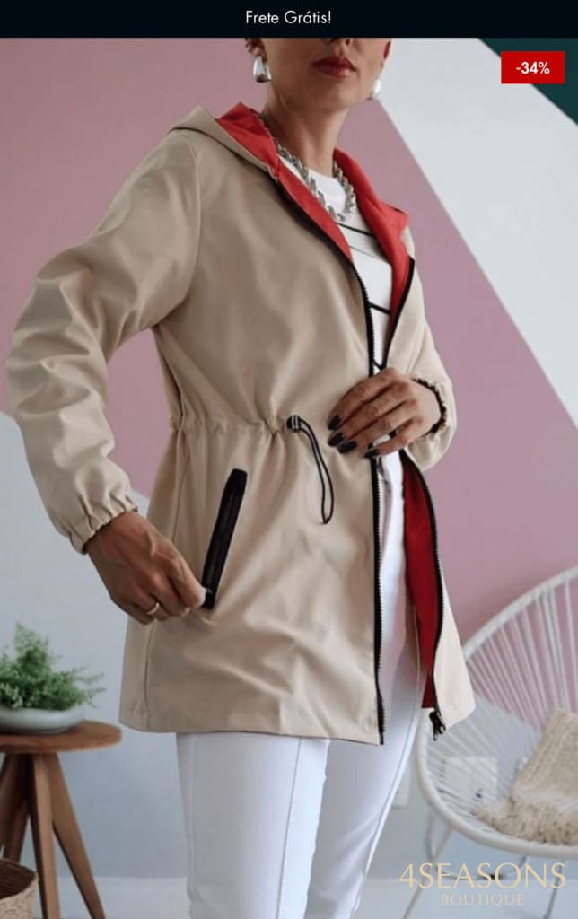 Jaqueta Parka Reversível Rosy