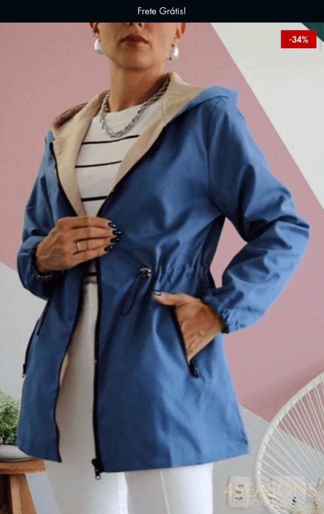 Jaqueta Parka Reversível Rosy