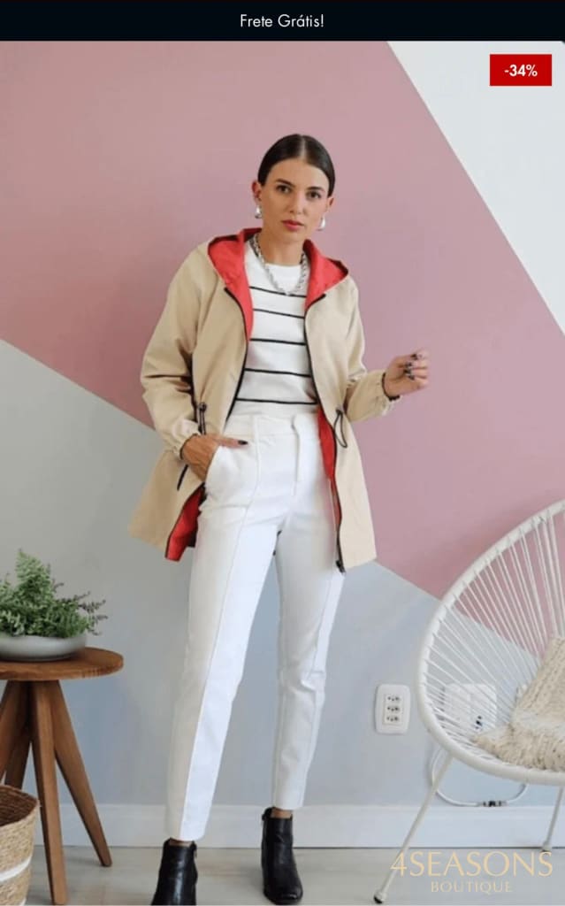 Jaqueta Parka Reversível Rosy