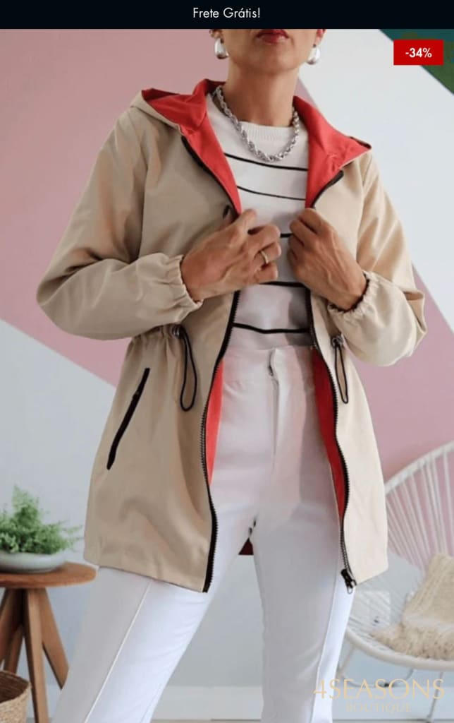 Jaqueta Parka Reversível Rosy