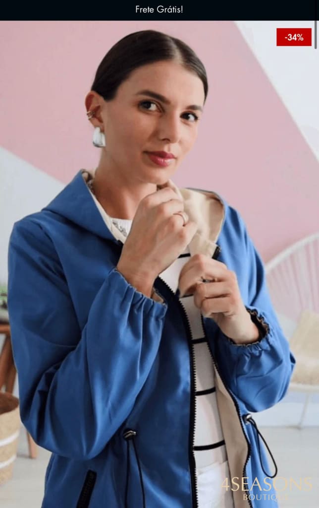 Jaqueta Parka Reversível Rosy