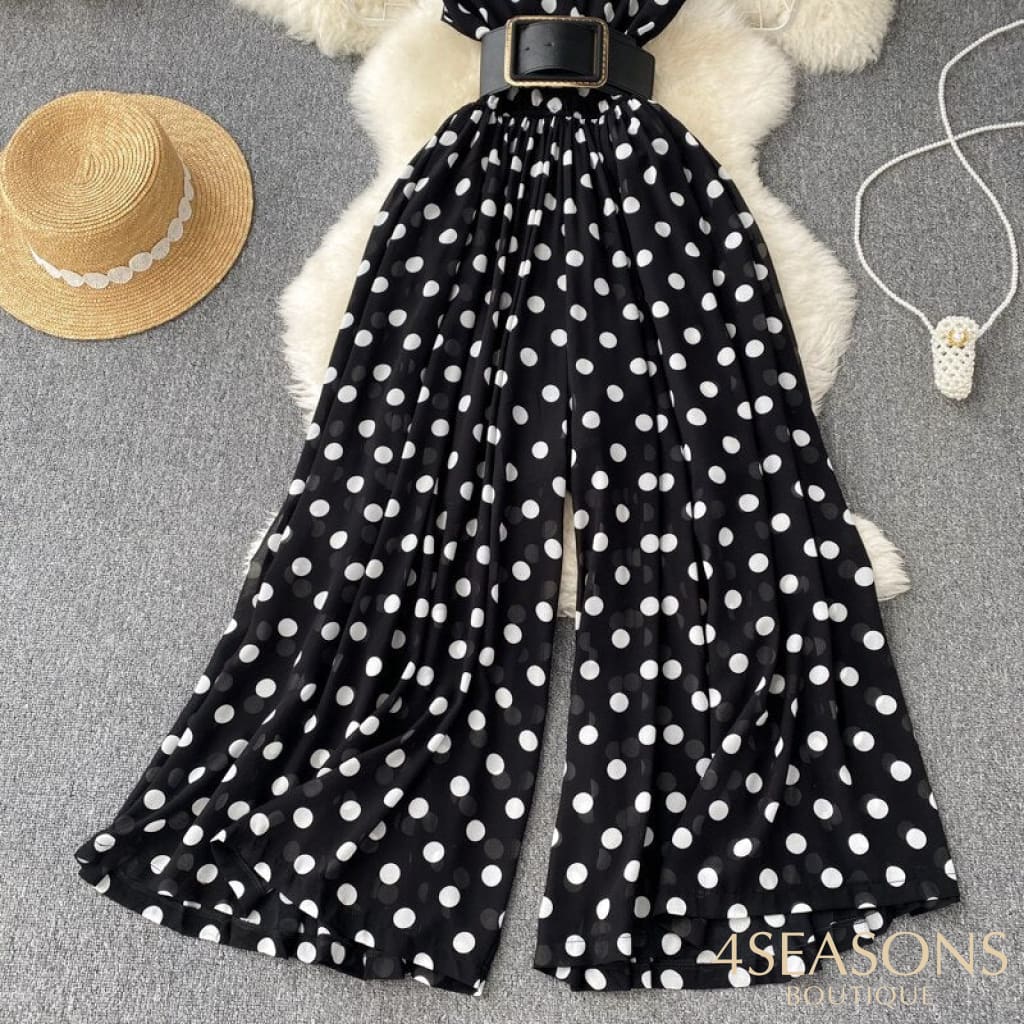 Long Jumpsuit Summer Woman Temperament V-Neck Chiffon Striped Waist New Korean Version Sleeveless