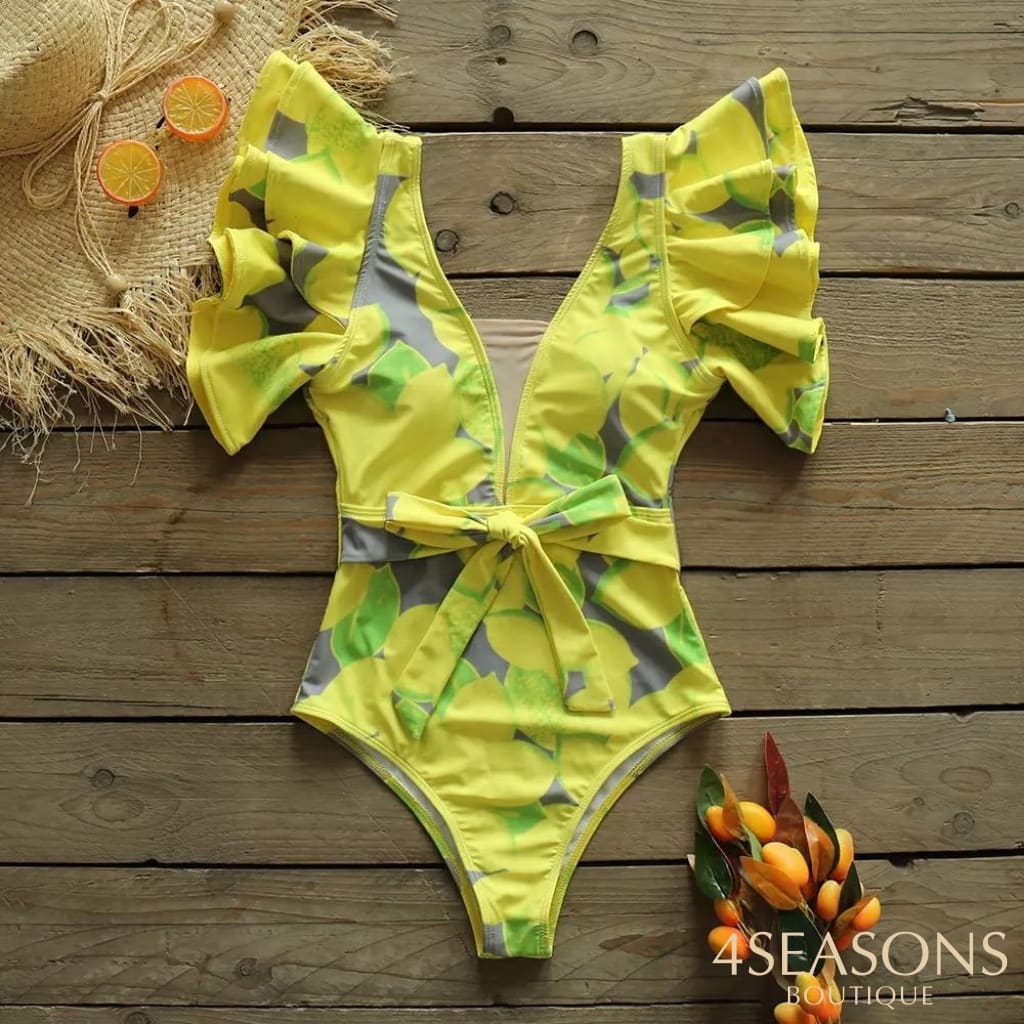 Maiô Hortência Estampa Amarela / P