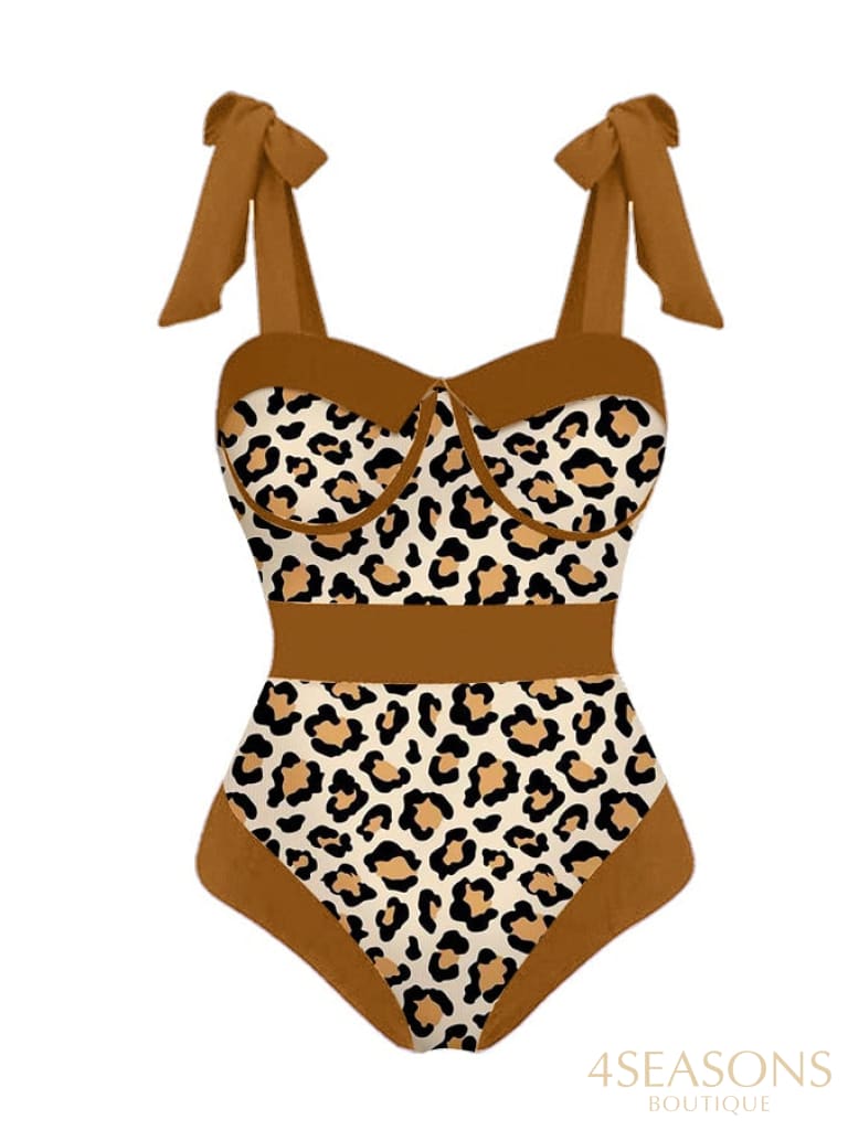 Fashion Leopard Colorblock Print Swimsuit Set Womens Suit Surf Wear Summer Swiming 2022 Luxury