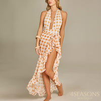 Oranger Badeanzug + Gratis Pareo