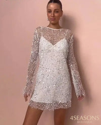 Weiß mit Pailletten