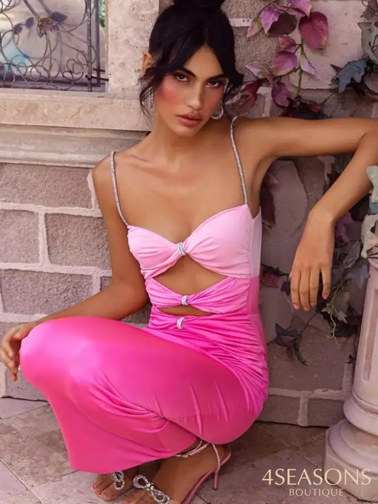 Mozision Elegant Hollow Out Sexy Maxi Dress For Women Robe Spaghetti Strap Sleeveless Long Ladies
