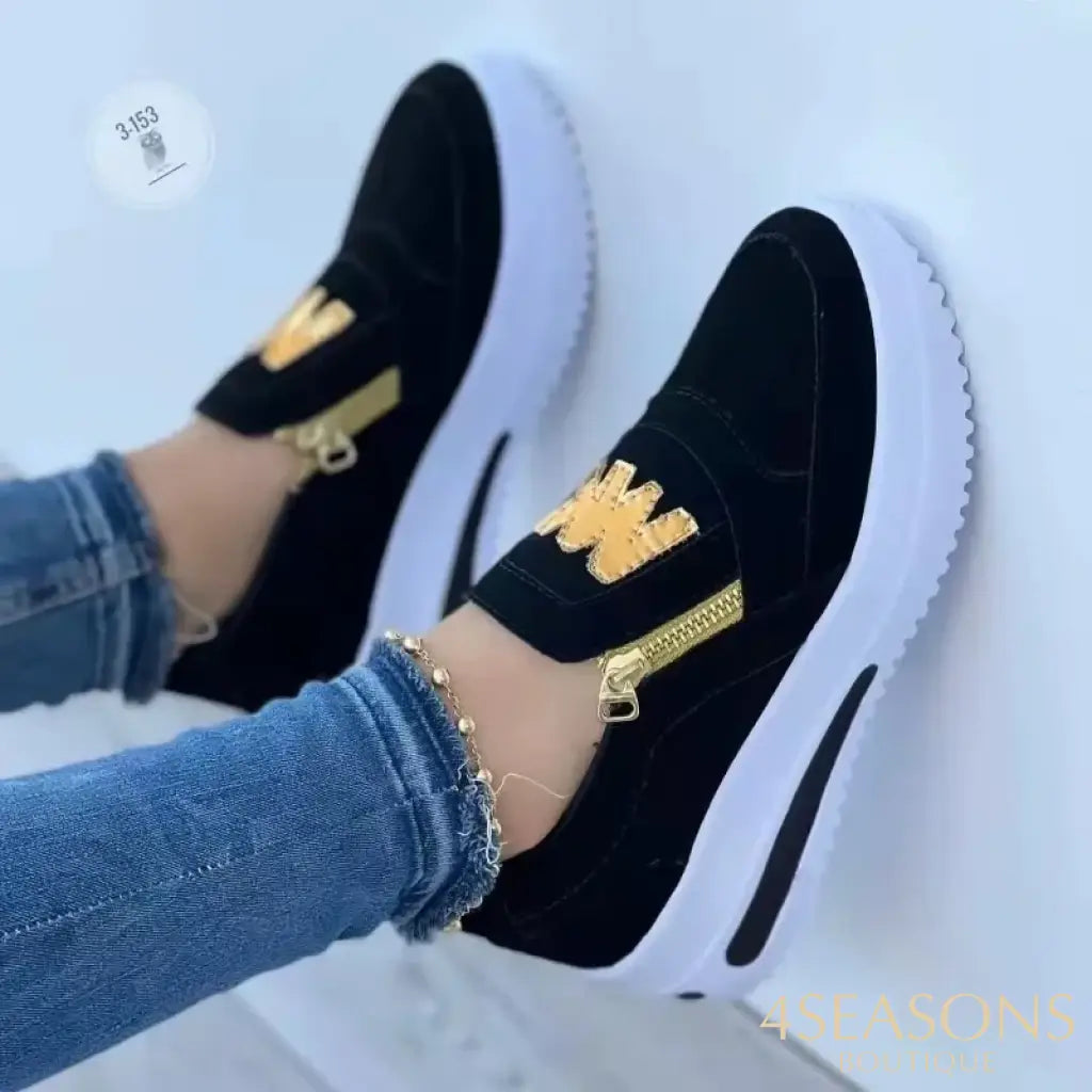 🔥2025 Hot Sale🔥Women’s Casual Platform Slip-on Orthopedic Sneakers Black / US 4/EU 35 / UK 2.5