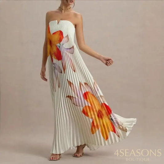 Long Heavy Embroidery Loose Women’s Dress Printed Wrap Chest Cross-Border Independent Station Skirt Ankle-Length