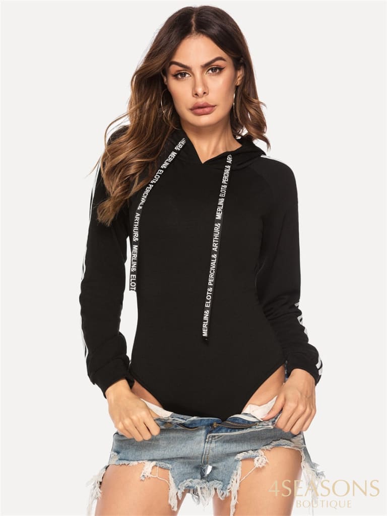 Bodysuit Women Sexy Slim Long Sleeve Bandage Body Feminino Hoodied Rompers Overalls Bodycon Jumpsuit