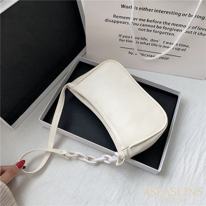 Female Leather Solid Color Chain Handbag Retro Casual Women Totes Shoulder Bags Fashion Exquisite