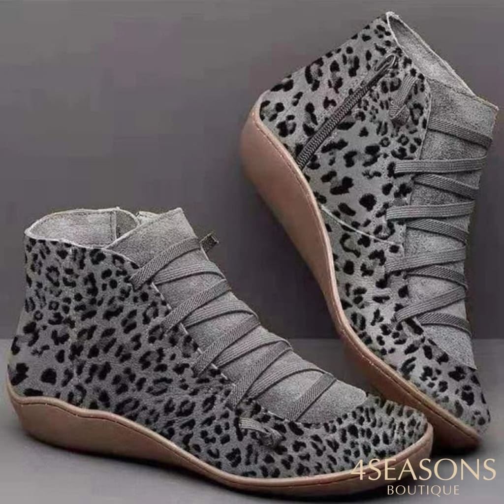 Bota Animal Print Cinza / 35