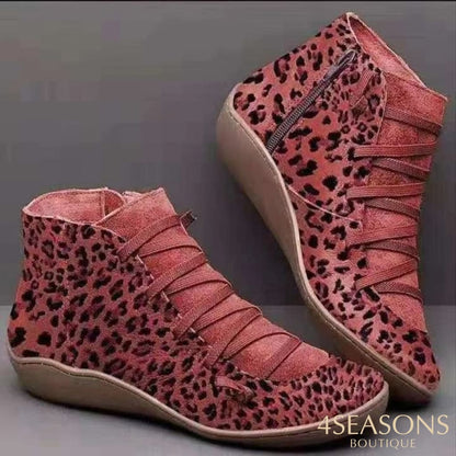 Bota Animal Print Vermelha / 35
