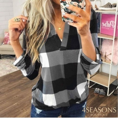 2022 Women Shirts Autumn Casual Plaid Shirt For Tops And Blouses Long Sleeve Red Ladies