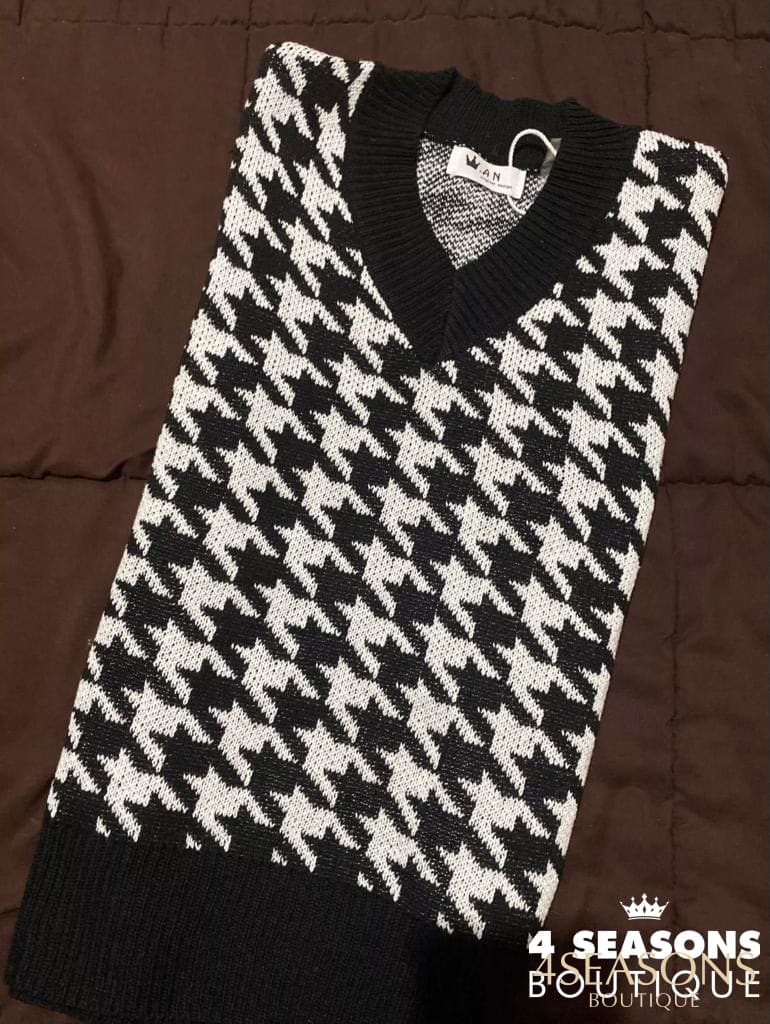Colete Pied Poule Xadrez Preto Animale - 4 Seasons Boutique
