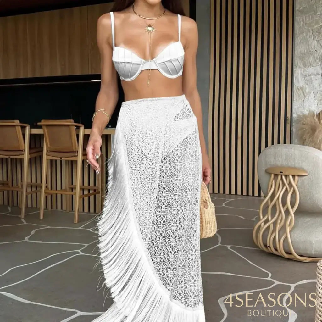 Conjunto Biquíni Com Saída Eleonora (3 Pçs) Branco / P
