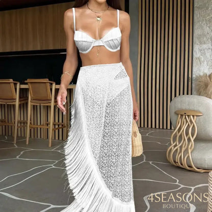 Conjunto Biquíni Com Saída Eleonora (3 Pçs) Branco / P