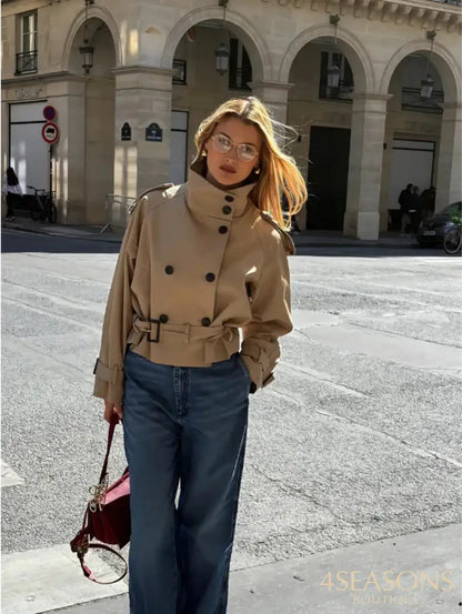 Genevieve Windbreaker Coat Khaki / XS