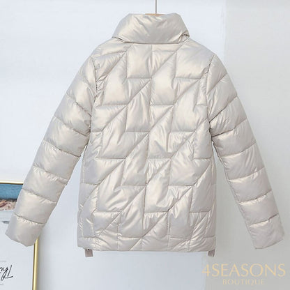 Women Jacket 2022 New Winter Parkas Female Glossy Down Cotton Jackets Stand Collar Casual Warm Parka