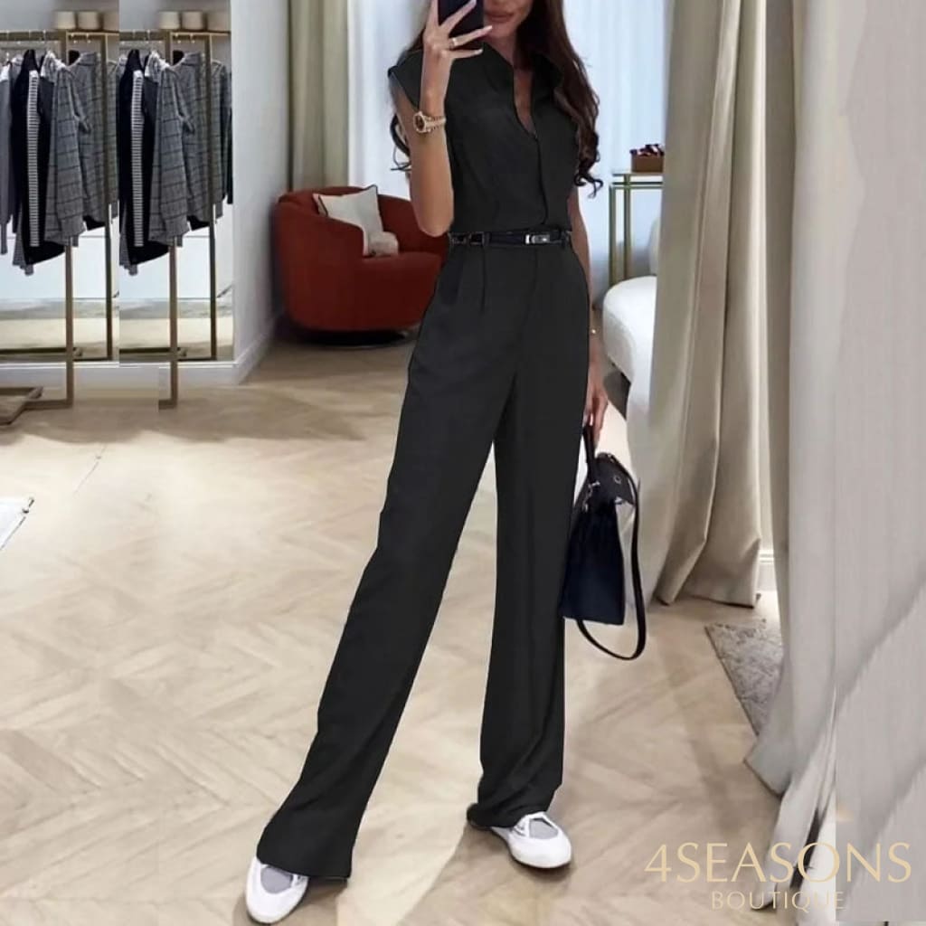 Liyong Women Two Piece Set Summer Fashion Solid V Neck Sleeveless Top Casual Loose With Pockets
