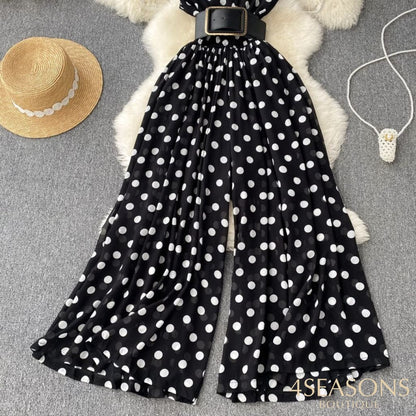 Long Jumpsuit Summer Woman Temperament V-Neck Chiffon Striped Waist New Korean Version Sleeveless