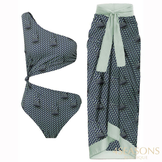 Sexy Cutout Bikinis 2022 New The Shoulder Swimwear Fashion One-Piece Swimsuit And Cover Up Women