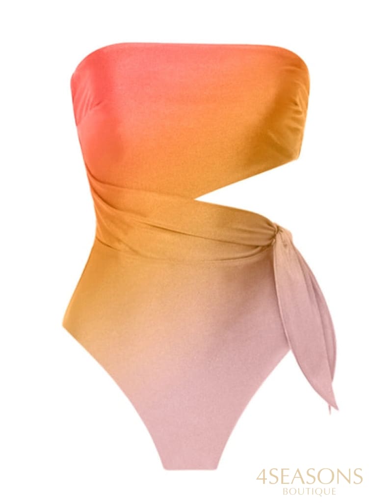 Swimwear Women Bikinis 2022 One Piece Swimsuit Summer Beach Dress Cutout Bandage Backless Bathing