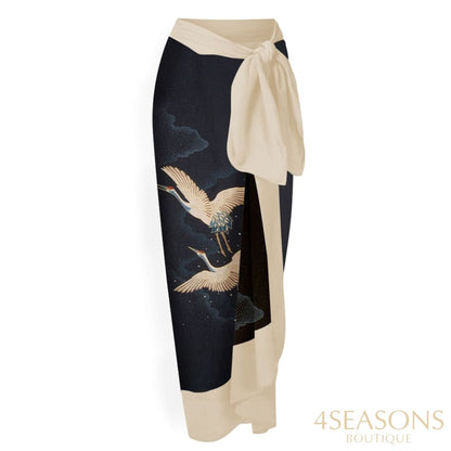 Red Crowned Crane Print Onepiece Swimsuit Luxury Micro Bikini And Cover Up Elegant Butterfly Strap